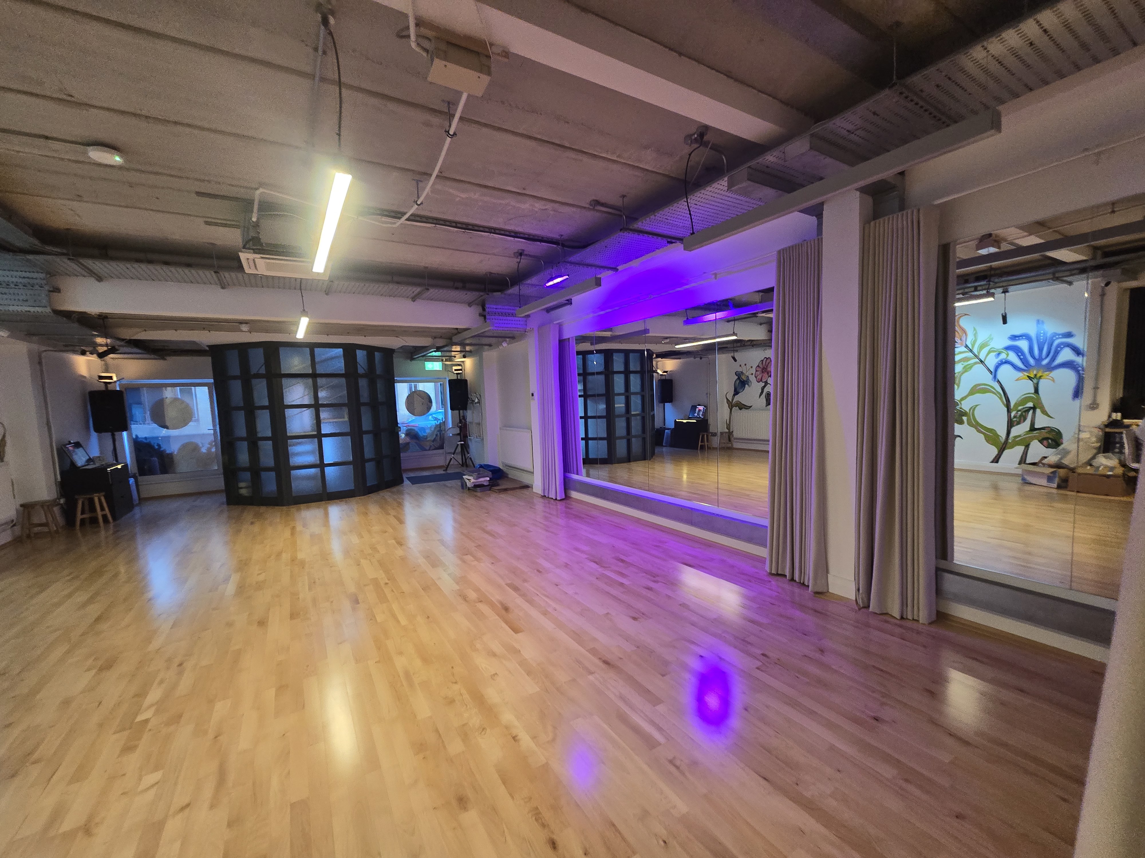 The mirrored dance studio at Ardour Academy, Cardiff — home of Thursday Reggaeton classes